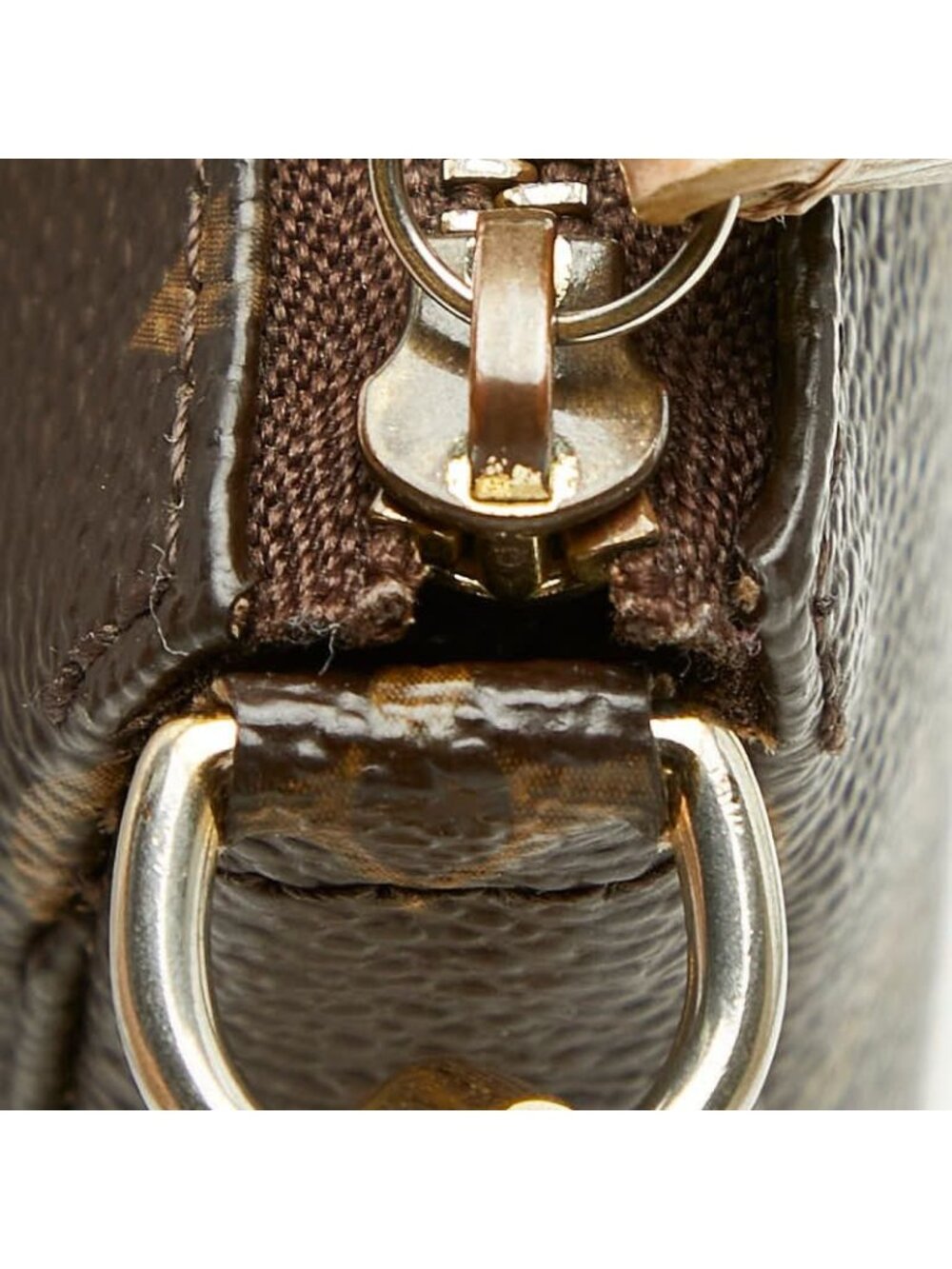 Louis Vuitton Monogram Mini Pochette Mini Handbag Pouch Brown Leather - Picture 8 of 10